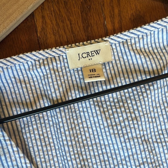 NWOT J.Crew | 2023 Blue/White Stripe Seersucker Tier Ruffle Dress Plus Size 18 - Picture 8 of 11